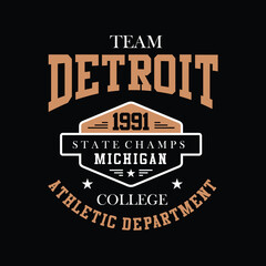 Team detroid in Michigan typography design