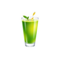 Fototapeta premium Green smoothie in a glass with a straw