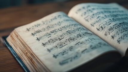 Antique Sheet Music Book Vintage Musical Notes Aged Paper Classical Composition