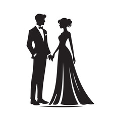 Fototapeta premium Elegant Wedding Couple Silhouettes
