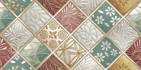 Metallic Foil Patchwork Texture: Shimmering Abstract Background Design