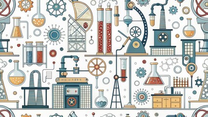 Minimalist Industrial Lab Equipment, Science Background, Detailed Illustration, Scientific Apparatus, Research, Technology