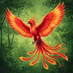Obraz premium Watercolor Phoenix Bird – Transparent Background PNG