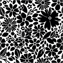  Pattern of seamless flowers. Abstract botanical floral pattern in small abstract flowers, Black botany design.perfect for fabric,print design.