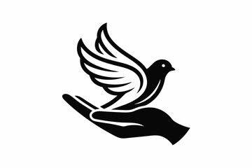 One-Line Dove in Flight – Peaceful Minimalist Silhouette Vector, Modern Line Art Dove Perched on Hand – Minimalist Peace Symbol Vector.
