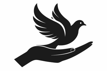One-Line Dove in Flight – Peaceful Minimalist Silhouette Vector, Modern Line Art Dove Perched on Hand – Minimalist Peace Symbol Vector.