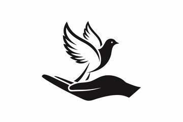 One-Line Dove in Flight – Peaceful Minimalist Silhouette Vector, Modern Line Art Dove Perched on Hand – Minimalist Peace Symbol Vector.