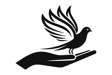 One-Line Dove in Flight – Peaceful Minimalist Silhouette Vector, Modern Line Art Dove Perched on Hand – Minimalist Peace Symbol Vector.