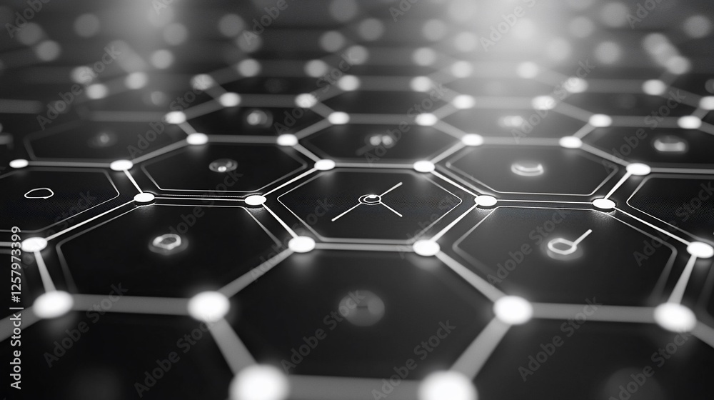 Poster abstract hexagon network, data flow, technology background, digital connectivity