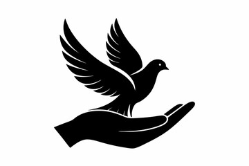 One-Line Dove in Flight – Peaceful Minimalist Silhouette Vector, Modern Line Art Dove Perched on Hand – Minimalist Peace Symbol Vector.