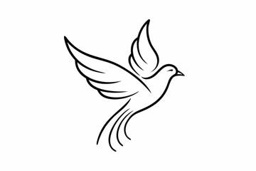 One-Line Dove in Flight – Peaceful Minimalist Silhouette Vector, Modern Line Art Dove Perched on Hand – Minimalist Peace Symbol Vector.