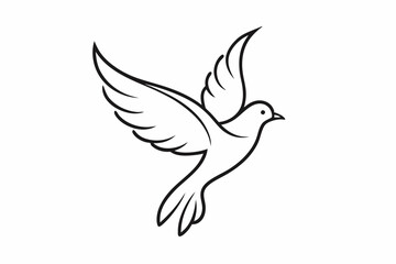 One-Line Dove in Flight – Peaceful Minimalist Silhouette Vector, Modern Line Art Dove Perched on Hand – Minimalist Peace Symbol Vector.