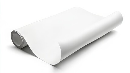 Roll of white blank paper on white background