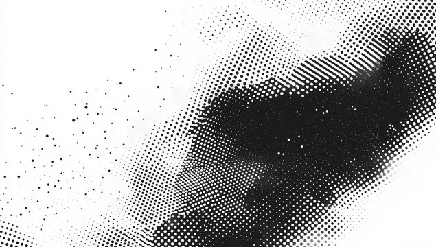 Abstract black and white halftone texture background vector illustration with halation dots.