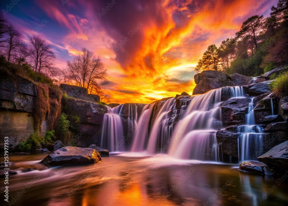 Wall mural Cheaha Falls Silhouette, Talladega National Forest, Alabama - Dramatic Sunset Landscape Photography