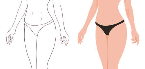 tangas, Women's underwear design, delicate outline illustration, linework, png transparent background