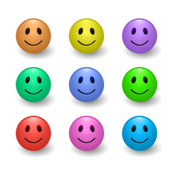 set of vector colored emoticons volumetric glossy object