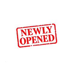 Newly Opened text stamp red rubber stamp on white background. Generative AI