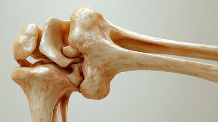 Fototapeta premium Detailed close-up of a human knee joint showcasing anatomy, highlighting ligaments and cartilage