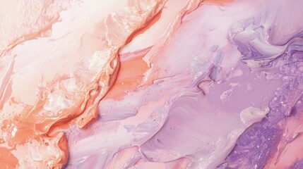 Fototapeta premium Peach and lavender abstract painting with layered textures, giving a soft dreamy aesthetic, pastel tones blending harmoniously.