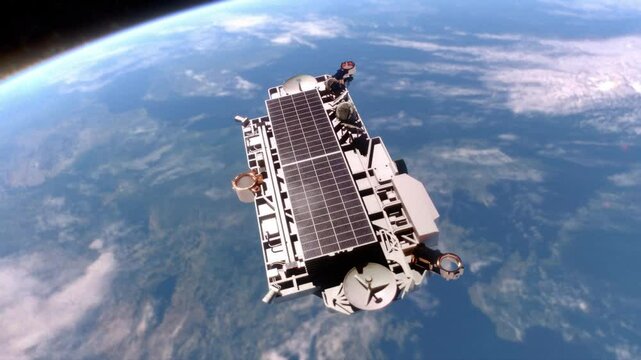 Internet Satellite Orbiting Earth - Global Communication in 4K