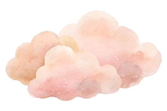 Watercolor illustration with pink cloud. Isolated on transparent background. Perfect for card, postcard, tags, invitation, printing, wrapping.	

