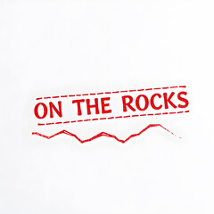 On The Rocks text stamp red rubber stamp on white background. Generative AI