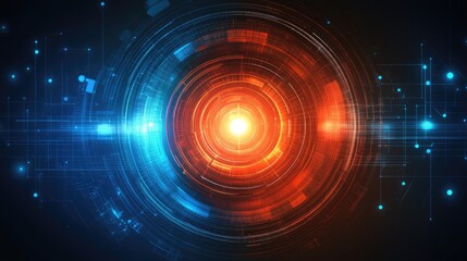 Obraz premium Abstract cyber defense system with shield protection elements on a glowing background.