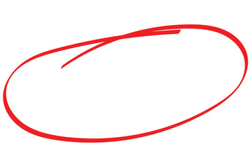Hand drawn red circle. Red pen hand drawn doodle mark. For marking text, note, mark icon, vector. Vector illustration.