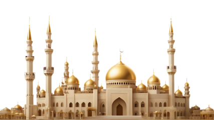 Islamic Mosque with Green Dome and Minaret – Transparent PNG, High-Quality Islamic Architecture
