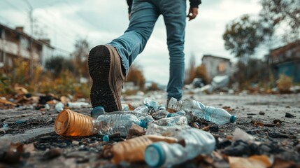 Naklejka premium Walking Through a Landfill: A Visual Representation of Pollution