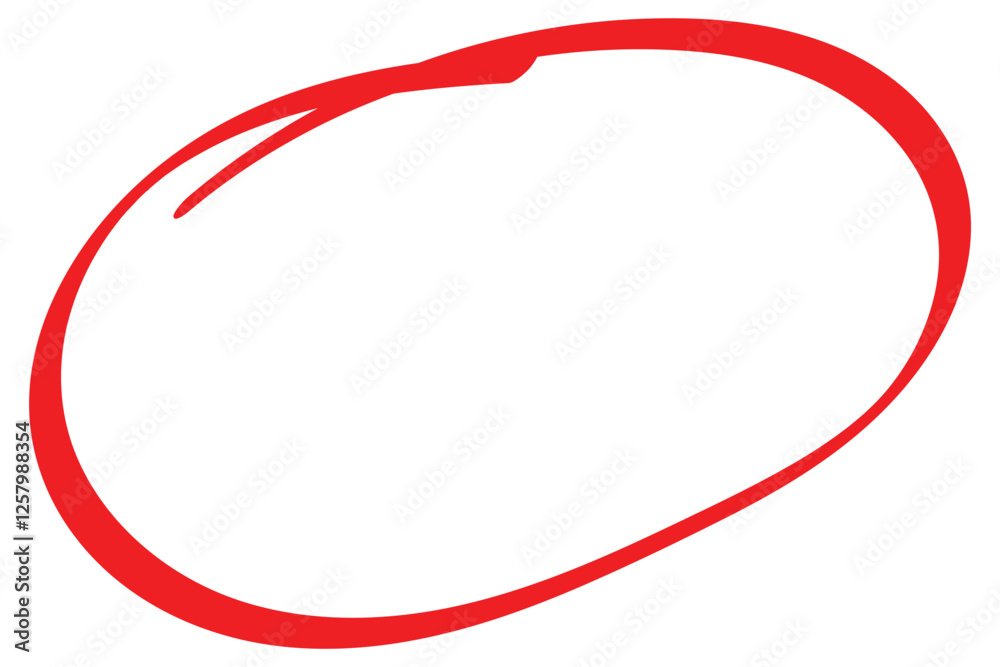 Poster red circle line pencil. red brush marker pen round ovals. scribble horizontal ellipse inrounder. rou