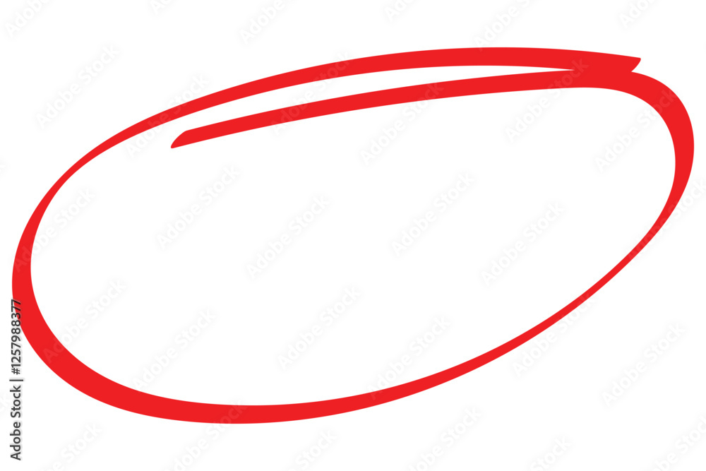 Poster red circle line pencil. red brush marker pen round ovals. scribble horizontal ellipse inrounder. rou