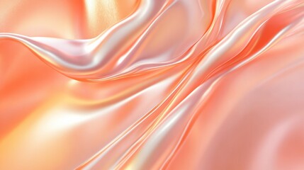 Naklejka premium Shimmering peach and coral abstract composition with iridescent light reflections, soft pastel tones.