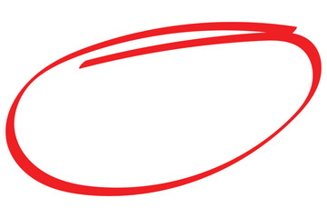 Red circle line pencil. Red brush marker pen round ovals. Scribble horizontal ellipse inrounder. Round scrawl frames. Doodle round circles for message note mark design element. Vector illustration