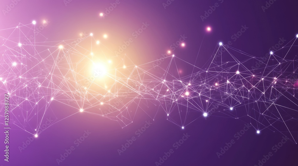 Poster blockchain distributed ledger technology with secure data blocks and transparent chains on a bright 