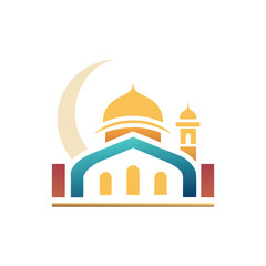 Elegant Modern Mosque Islamic Logo Design, Premium Vector Graphics for Digital and Real Estate Branding vector isolated with white background