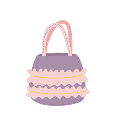 Frill tote bag with flowers and hearts. Tote bag. Bag with daisy elements. Vector illustration