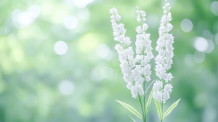 White flowers, spring, garden bokeh background, nature serenity, website banner