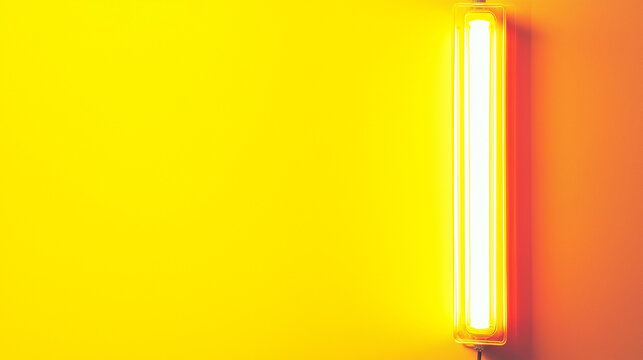 Neon light on yellow background