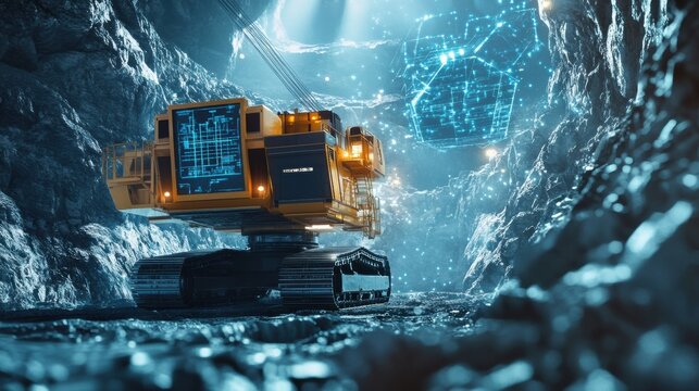 Smart mining operations using AI-driven autonomous excavation machinery.