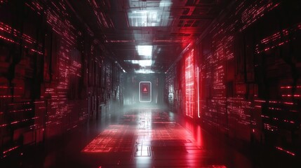 Corporate innovation strategy concept with futuristic data interfaces.