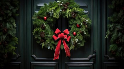 Fototapeta premium berries christmas green leaves