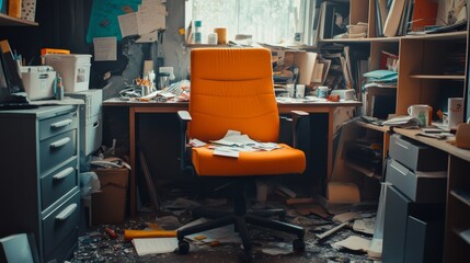 A Messy, Abandoned Office Space
