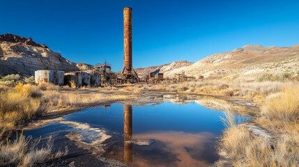 Obraz premium Abandoned Industrial Site in the Desert