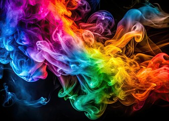 Obraz premium Swirling, vibrant smoke creates abstract art; a colorful macro photography background.