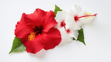 vibrant tropical flowers white background