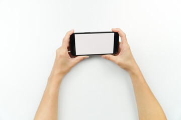 Hand Holding Smartphone with Blank Screen