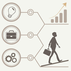 Minimalist business infographic template with clean icons and text boxes