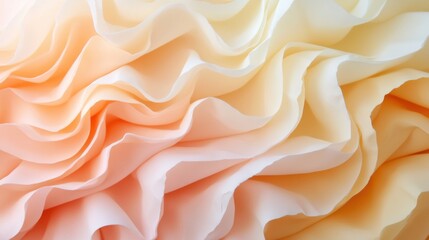 Fototapeta premium Soft ombre of peach and pale yellow, with gentle paper-textured folds and elegant depth.